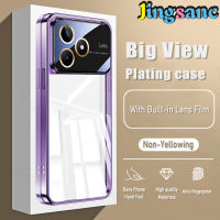 Jingsanc เคสใสสำหรับ Realme C55 NFC C53 C35 C33 C31 C30 C25Y C11 Narzo 50i 50A Prime 50 Pro 5G 4G หรูหรา HD เคสชุบโลหะด้วยไฟฟ้าพร้อมการป้องกัน C55 TPU นิ่มรองรับการกระแทก S001-1เคสสีม่วงกันกระแทก