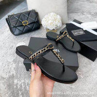 Spot High Version Of Small Incense Wind Metal Chain Sand Slippers Fashion Leisure Flat -Bottomed Toe Character