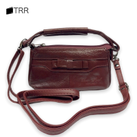 THAILEATHERGOODS กระเป๋าสะพายสุภาพสตรี หนังแท้ ทนทาน สะพายไหล่ประดับโบว์หนัง