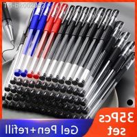 ✁ 35 PCS Gel Pen Set School Supplies Black Blue Red Ink Color 0.5mm Ballpoint Pen Kawaii Pen Writing Tool School Office Stationery