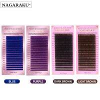 NAGARAKU Color Eyelash Extension Makeup Mix 7~15mm 16rows Dark and Light Brown Blue Purple Faux Cils False Eyelashes Cilios Cables Converters