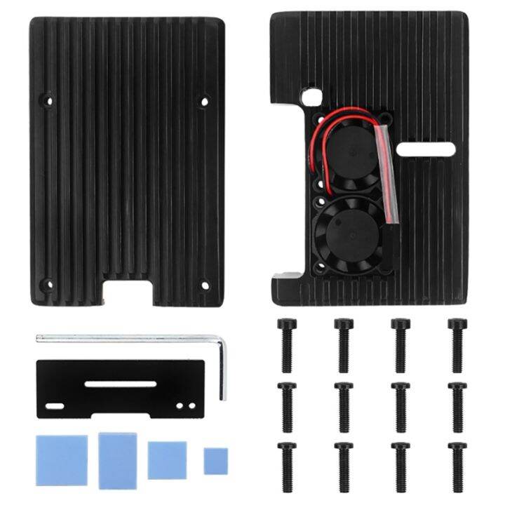 Raspberry Pi 4 Model B Dual Fans Metal Shell Speed Control Fans Fast Heat Dissipation Radiator