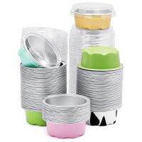 100Pcs Tinfoil Cup Tiny Condiment Cup Mini Snack Cup with Lids Salad Dressing Container to Go, 1.6 Oz