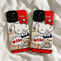 เคสนิ่ม PU สำหรับ IPhone 11 12 13 14 Pro Max,เคสหลังมือถือกันกระแทกลายการ์ตูนแมวพุดดิ้งภาษาอังกฤษลายการ์ตูนน่ารักสำหรับ IPhone XR XS Max 6 7 8 12 13 Mini Case