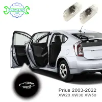 EASYAND 2Pcs LED Car Door LightสำหรับToyota Priusโลโก้หลอดไฟภายในอาคารติดตั้งยินดีต้อนรับอุปกรณ์ตกแต่งรถของแท้