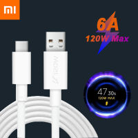 Xiaomi สายชาร์จเร็ว,ของแท้120W 6A Type-C เทอร์โบสำหรับ Poco M3 X3สีดำฉลาม3 Mi11 MI10 Mi9 Redmi K40 K30 Pro K20 Note 10 9T 8 Pro