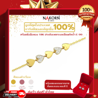 Nakorn Gems(นครเจมส์)สร้อยข้อมือหัวใจประดับเพชร ตัวเรือนทอง18K(ทอง75%) น้ำหนัก 2.58 กรัม ฝังเพชรแท้ 14 ตัง