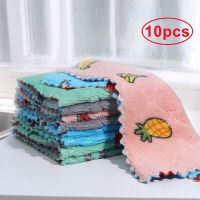 10Pcs Microfiber Cleaning Cloth Kitchen Dish Oil Scouring Cleaning Towels Double-Sided Dust Clean Rags Reusable Tableware Towel