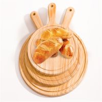 Wooden Pizza board Round with Hand Pizza Pan Baking Tray Pizza Stone Cutting Board Platter Pizza Bamboo Cake Bakeware Tools