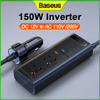 Baseus 150W Inverter เครื่องแปลงกระแสไฟรถยนต์220V สำหรับ CN EU Plug เครื่องใช้ไฟฟ้า AC พอร์ตสนับสนุน Fast ชาร์จมือถืออุปกรณ์อุปกรณ์เสริมรถยนต์ for 12V Car