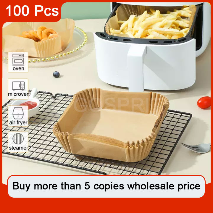 ready stock！100pcs Air Fryer Paper Disposable Paper Mat Non-Stick