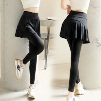 ❀❃✷ Womens sports hakama fake two-piece badminton tennis skirt quick-drying yoga running stretch tight cropped trousers casual