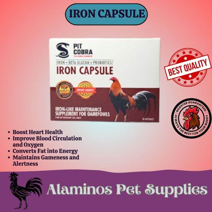 [APS] IRON CAPSULE (PIT COBRA) 1BOX/50CAPS/LIMANG BANIG/MAINTENANCE SUPPLEMENT FOR GAMEFOWL