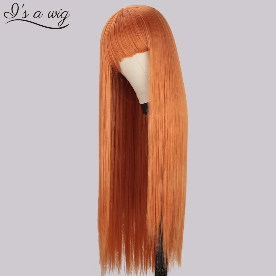 long orange wig