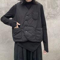 ☸☢△ Sleeveless Cardigan Puffer Warm Jacket V-neck Breasted Korean Fashion Loose Coat Waistcoat