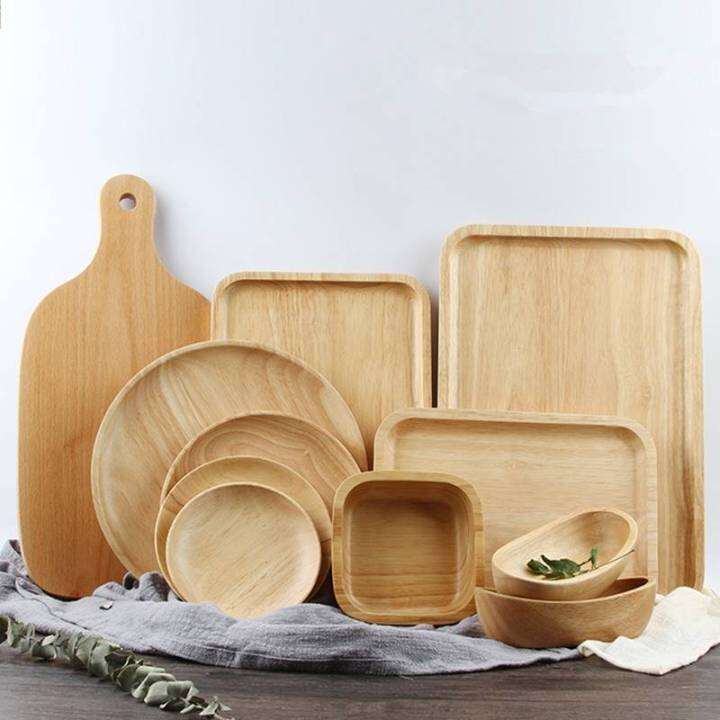 จานไม้-ถาดไม้-สี่เหลี่ยมจตุรัส-rubber-wood-tray-size30-5cm-x-30-5cm-x-1-5cm-ถาดตกแต่ง