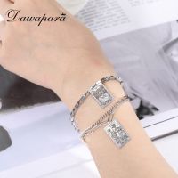 Dawapara Tarot Amulet Charm Bracelet Double Layer Box Chain Stainless Steel Bracelet Tarot Card Jewelry