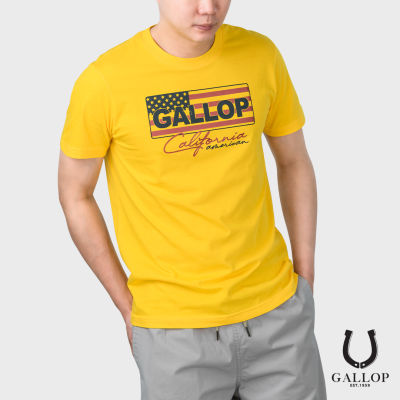 GALLOP : เสื้อยืดผ้าคอตตอนพิมพ์ลาย Graphic Tee รุ่น GT9105 สีเหลือง ราคาปกติ 790.- 816