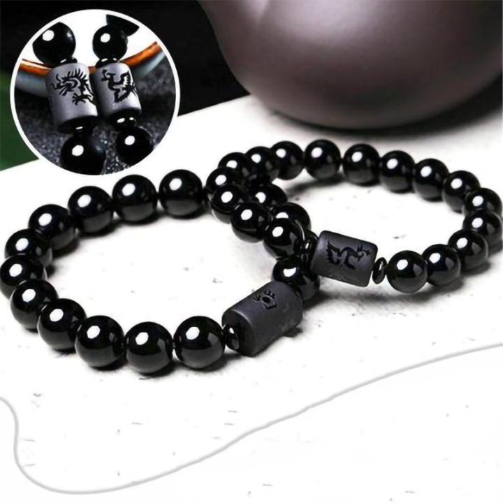 Dragon and phoenix obsidian on sale bracelet