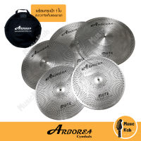 Arborea แฉเก็บเสียง แฉมิ้ว แฉซ้อม แฉ Mute ประกอบด้วย ฉาบ Hihat 14"​x2, Crash​ ขนาด 16" และ 18", Ride ขนาด 20" มาพร้อมกระเป๋าสำหรับจัดเก็บและพกพา  1 ใบ