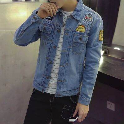 CODTheresa Finger Men Fashion Retro Slim Denim Jacket Jeans Coat Blue 男士牛仔外套