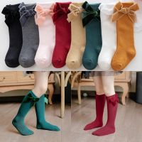 ☎✐  New Winter Girls Knee High Socks Big Bows Princess Socks For Girl Infant Baby Cotton Sock Long Children Socks Christmas 0-3Years