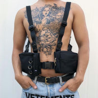 Men Tactical Functional Vest Hip-Hop Streetwear Bag Harness Chest Rig Bag Uni Oxford Two Pockets Women Waist Fanny Pack 136