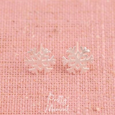 Pretty Moment ต่างหูเงิน หิมะ เกล็ดหิมะ Snowflake ต่างหูเงินแท้ ต่างหู มินิมอล 925  สลักก้าน ของขวัญ