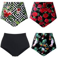 【CC】Fashion Summer Womens High Waist Swimsuit Bikini Bottoms Tankini Bottom Swim Shorts Plus Size Floral Print Shorts