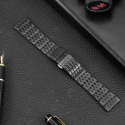 Fashion Watchband 202224mm Stainless Steel Butterfly Buckle Black Watch Band Metal Straps Replacement for Women Men