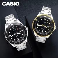 OK.（100%ของแท้）Casio นาฬิกาข้อมือผู้ชาย สายสแตนเลสหน้าปัดดำ คาสิโอ นาฬิกาแฟชั่นผู้ชาย รุ่น MDV106-1AV (มีหลากหลายสไตล์ให้เลือก)