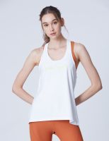 Jenim Neon Tank White เสื้อกล้ามคลุมสปอร์ตบรา เสื้อกล้ามคลุมสำหรับบราออกกำลังกาย ดีเทลเว้าด้านหลัง