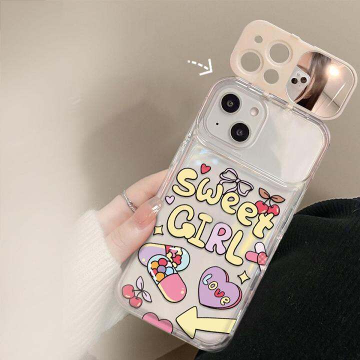 สำหรับ-iphone-sweet-girl-เคสโทรศัพท์ซิลิโคนลายการ์ตูนน่ารัก-เคสโทรศัพท์กระจกแต่งหน้า-for-iphone-รุ่น-12-13-14-11-xsmax-xr-x-xs-8-7plus