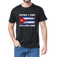 100% Cotton Viva Cuba Libre Patria Y Vida Clothes Cuba Flag Cuban Revolution Vintage Summer MenS Novelty T-Shirt Casual