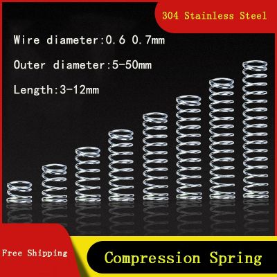 ▧ 10PCS Stainless Steel Compression Spring 304 SUS Compressed Spring Wire Diameter 0.6mm 0.7mm Y-Type Rotor Return Spring