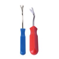 2pcs Car Door Interior Trim Clip Panel Upholstery Fastener Clip Remover Tool 4 Inch - blue-silver &amp; Red-silver