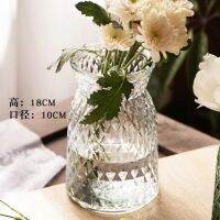 MUJI High-end European-style light luxury glacier pattern vase ins style high-value large-caliber thickened transparent glass new flower arrangement