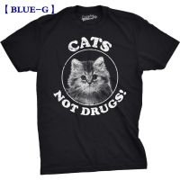 Mens Fashion Cotton T-Shirt Mens Cats Not Drugs Funny Crazy Cat T Shirt 100% Cotton Gildan Mens T-Shirts Birthday Gift