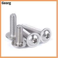 GEORG 25PCS สแตนเลส304 (A2-70) สกรูฝาปิดซ็อกเก็ต หัวกระดุมแบบมีปีกยื่น M6 X 25มม. สลักเกลียวหกเหลี่ยม ความต้านทานการกัดกร่อน สกรูเกลียวเต็ม ไม้สำหรับไม้