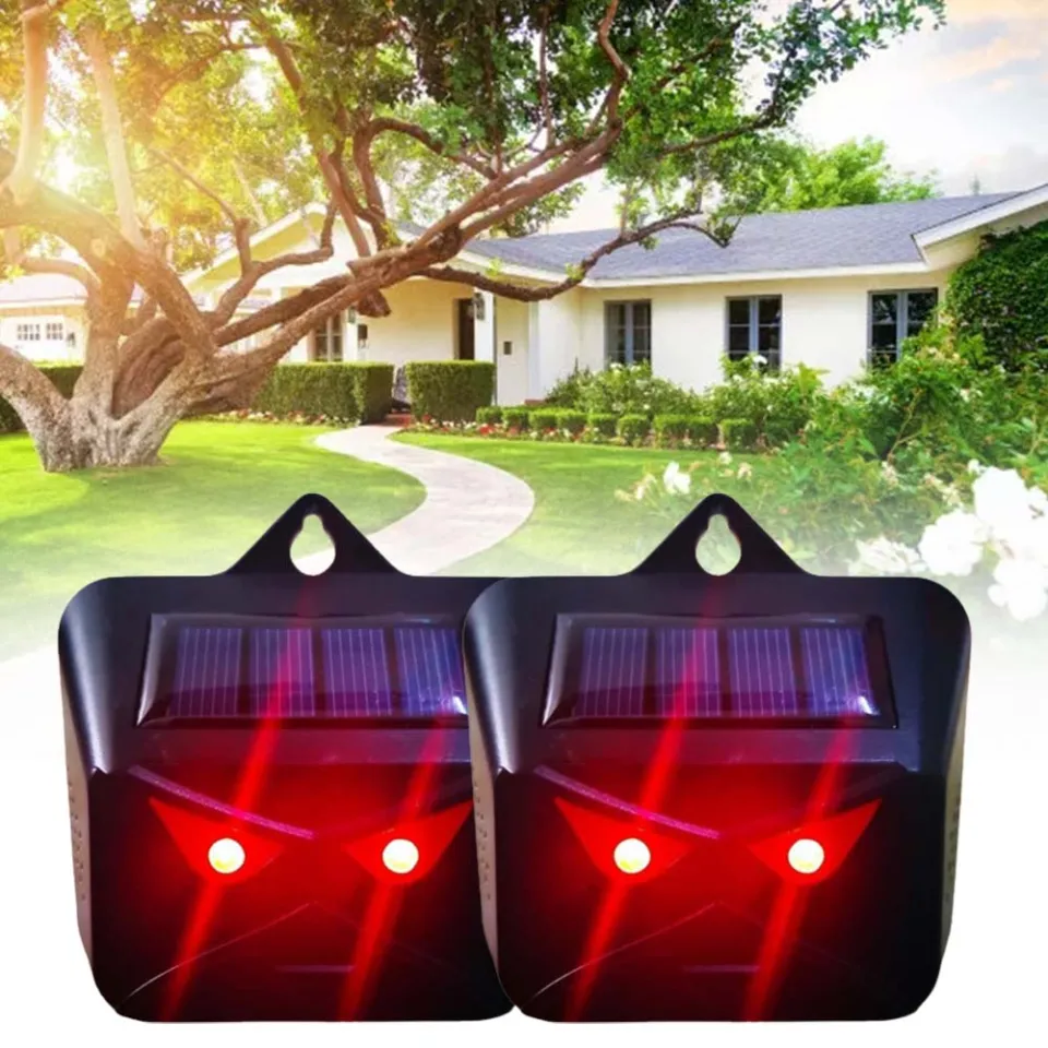 Solar Powered Outdoor Nighttime Animal Repeller Predator Control Light  Coyote Repeller Waterproof Fox Raccoon Skunk Deer Deterrent With Red LED  Lights For Garden Farm Chicken Coop-2pcs 