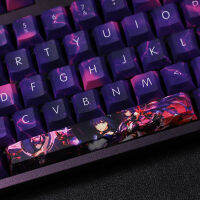 Honkai Impact 3 Royal Sister Raiden Mei Purple Pink Keycaps Cosplay PBT Keycap For 08 Key Keyboard Fans Otaku Player