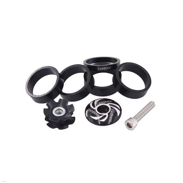 cansucc-8-pieces-kit-mountain-bicycles-headset-spacer-portable-universal-anodized-anti-rust-outdoor-washer-black
