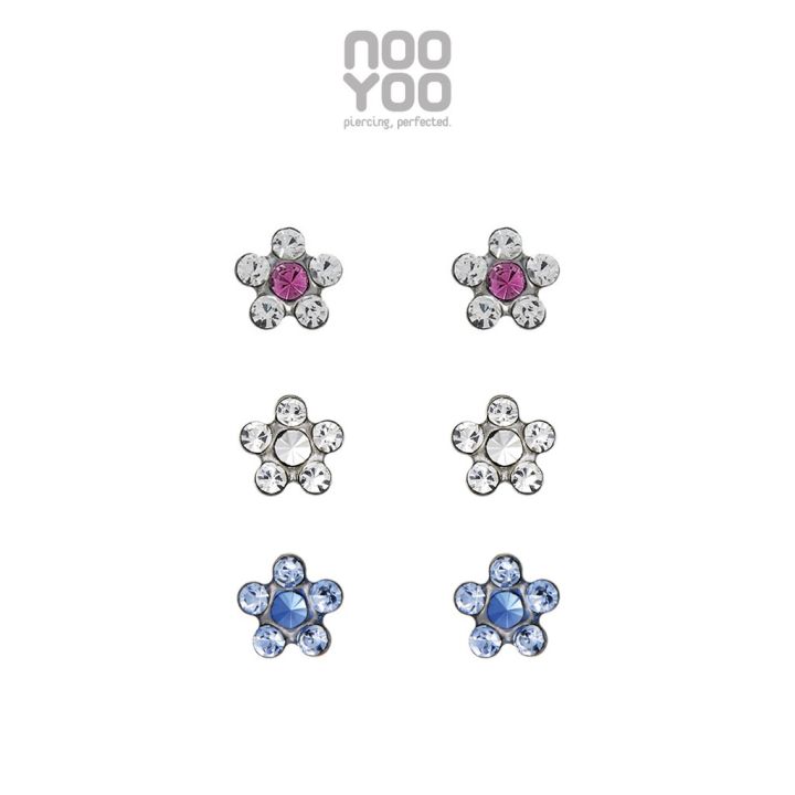 nooyoo-ต่างหูสำหรับผิวแพ้ง่าย-set-daisy-สามคู่