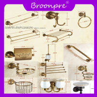 Broonpre ทองเหลืองคอลเลกชันผู้ถือกระดาษแกะสลักอุปกรณ์ห้องน้ำผลิตภัณฑ์ห้องน้ำโบราณติดผนังทองเหลืองชุดฮาร์ดแวร์ห้องน้ำ