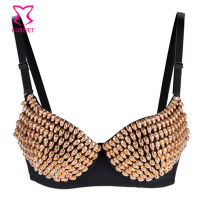 Corzzet Burlesque Costume Dancewear Punk Bralette Push Up Bras Stud Rivet Intimates Female Bra Tops lingerie Gothic Underwear