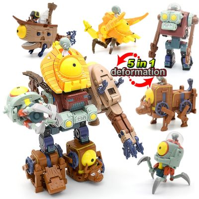 ZZOOI 5 in 1 Plant vs. Zombie Package for boys BOSS Robot Doll PVZ Zombies Educational Toys PVC Action Figure Model Toys Kid Gift