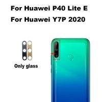 ของแท้ใหม่สำหรับ Huawei Y7P 2020 P40 Lite E ด้านหลังเลนส์กระจกกล้องถ่ายรูปด้านหลังพร้อมสติกเกอร์กาวปลอกคอกันสุนัขเลียอะไหล่ทดแทน