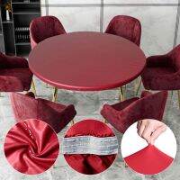 Morris8 Round Table Cloth Stretch Anti-sewage Oil-proof Non-Slip Kitchen Dining Seat Protector Printed Plastic No-wash Wipe Tablecloth