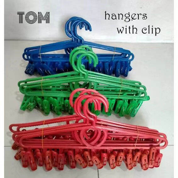 （COD）Wholesale plastic hangers with 10 clips spring hangers underwear clothes Lazada PH