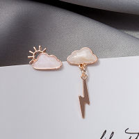 Cute Resin Rain Drop White Cloud Stud Earrings for Women Pianting Oil Asymmetrical Sun Lightning Ear Stud Girls Party Jewelry